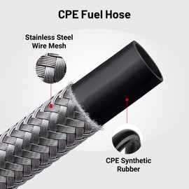 EVIL ENERGY 6AN Fuel Line Nylon CPE, 5FT AN6 Braided Fuel Hose Silver