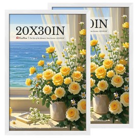 KissNow 20x30 Poster Frame 2 Pack, Textured White Solid Wood, Wall Gallery Picture Frame