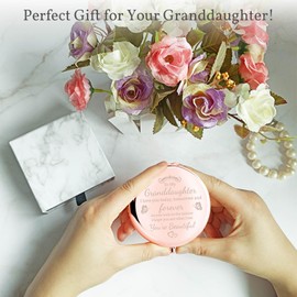 boutikpro Granddaughter Birthday Gift Compact Mirror from Grandma Grandpa, Gorgeous Rose Gold Compact Mirror Unique Granddaughter Gift for Women Girls Birthday Graduation Wedding