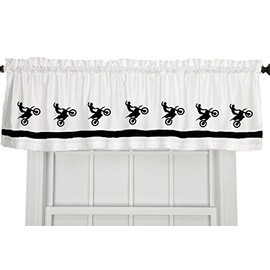 Dirt Bike Motocross Motorcycle Window Valance / Window Treatment - In Your Choice of Colors - Custom Made
