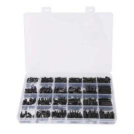Hex Spacers 360pcs M2 M2.5 M3 Nylon Hex Socket Spacer Screw Nut Assortment - Black