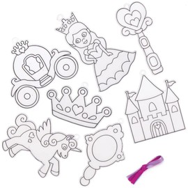 Baker Ross Princess Suncatcher Decorations, Fun Plastic Designs for Children to Colour In and Decorate (10 Pack), AX125