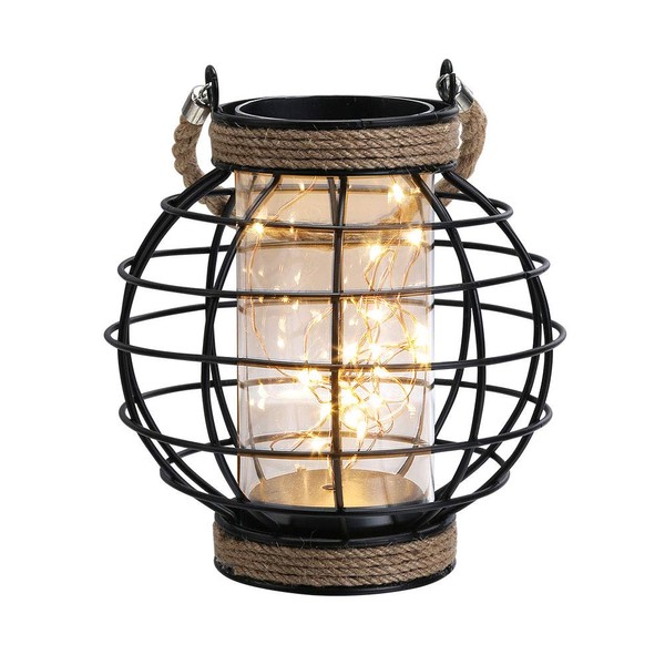 JHY DESIGN Metal Cage LED Lantern Battery Powered,7.3" Tall Cordless
