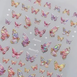 Sinikorya Multiple Colors Exquisite Butterfly Nail Stickers, Relief 5D Nail Art Stickers for Everyday Nail Art, Adding Fashion Atmosphere Nail Art, As a Terrific Present to Yourself or Friend
