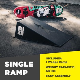 RIZE Single Ramp - Skateboard Ramp, BMX Bike Ramp, Scooter Ramp, RC Car Ramp - Portable Ramps for Kids & Teens - Mobile Street Skate Park w/Durable, Lightweight, Non-Slip Polymer Construction