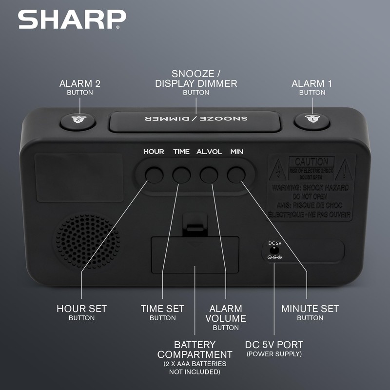 Sharp Digital Alarm Clock with Jumbo Numbers, Easy to See