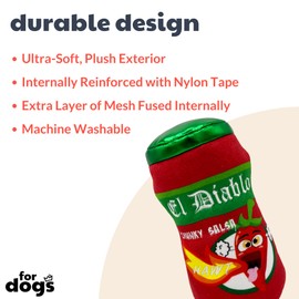 Huxley & Kent for Dogs | El Diablo Spicy Salsa (Large) | Funny Dog Toy | Power Plush Dog Toy with Squeaker | Dog Gift | Fun, Durable | H&K Squeaky Dog Toy