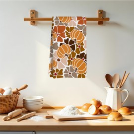 XLRSDF Fall Thanksgiving Pumpkin Decor Kitchen Towel, Reusable Tea Towel, Dish Towels, Suitable for Bathroom, Home, Kitchen, Sink, Tea Parties, Autumn Atmosphere Decoration, 13.8x23.6 Inches