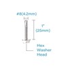 IMScrews 25pcs #8 x 1" Stainless Hex Washer Head Self