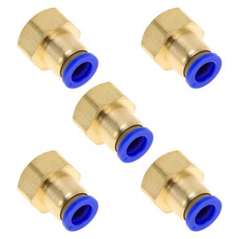 HOPESPANNER Push to Connect Air Fittings 5/16" Female Thread Air Line Quick Connector Plastic Metal 3/8"BSPT 5 Pcs Blue Gold Tone