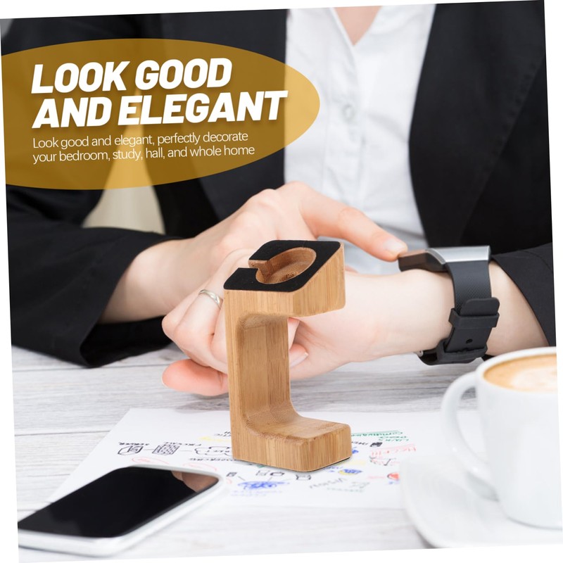 SEWACC 1pc Bamboo and Wooden Watch Stand Type Charging Display