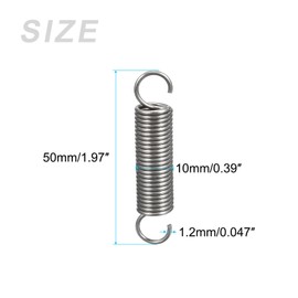 GLOKUUCA Extended Tension Springs - 2 Pack Stainless Steel Compression Industry Springs - (0.047 x 0.39 x 1.97-Inch, Silver Tone)