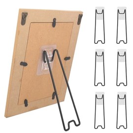 Nirxxiy 6 Pcs Picture Frame Stand, Table top easel, Stainless Steel Picture Holder Stand with Self-Adhesive for 8.6 to 14.1 inch Picture Frame Easel (Black, 7.08“ x 2.17”)