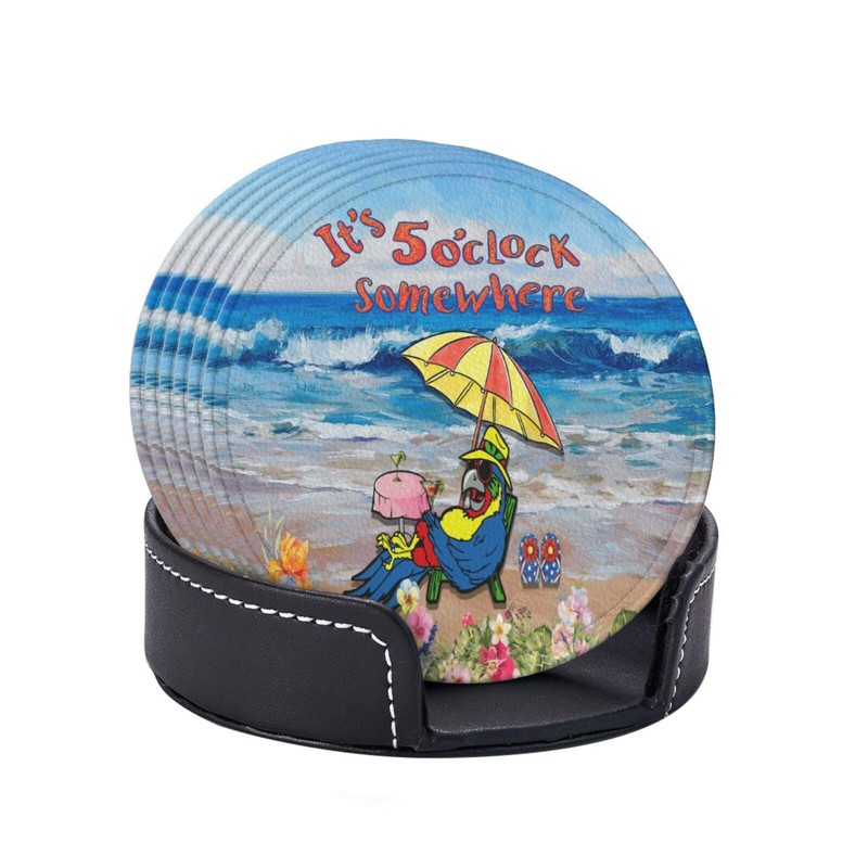 ItS 5 O'Clock Somewhere Parrot Coasters Set of 6 Pack