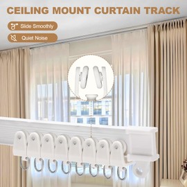 Flexible Ceiling Curtain Track 16.4Ft/ 5M, Bendable Curtain Track Ceiling Mount with Smooth Sliding System, Durable Curtain Rail Ceiling Track for Room Divider, RV, Shower, Office, White