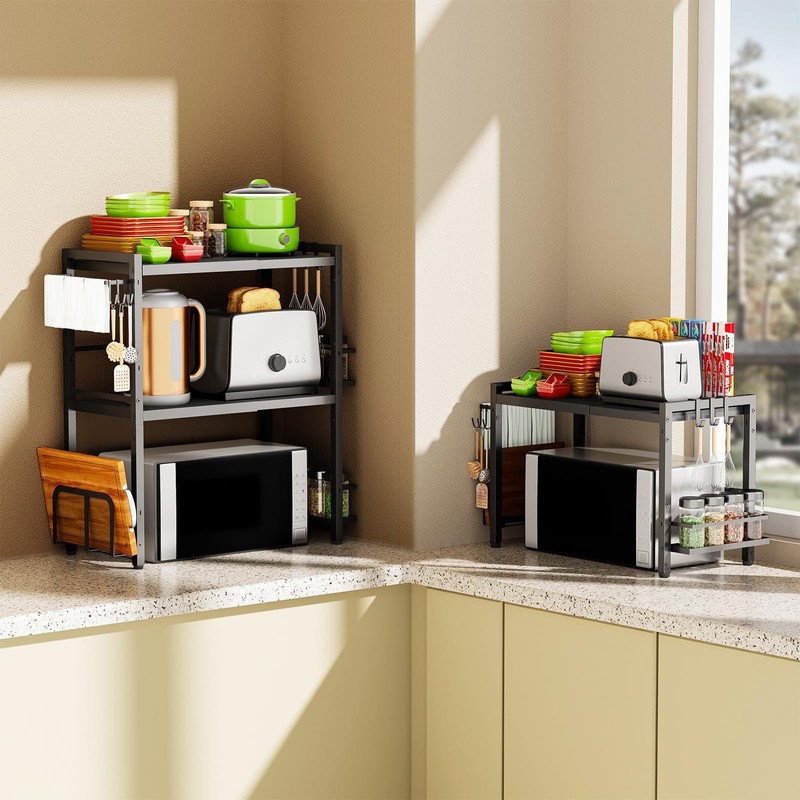 DOLALIKE Microwave Oven Rack, Expandable Microwave Stand Countertop Kitchen Utensils