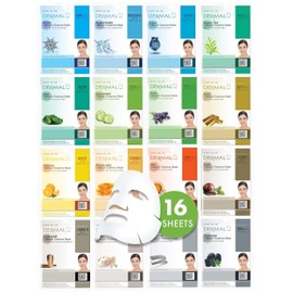 Dermal Korea Collagen Essence Full Face Facial Mask Sheet, 16 Combo Pack