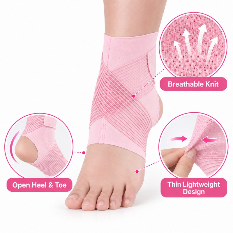 Adjustable Thin Ankle Support Brace for Running & Cycling –