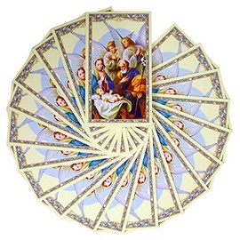 Christmas Nativity and Guardian Angel Holy Prayer Card, 4 1/8 Inch, Pack of 20