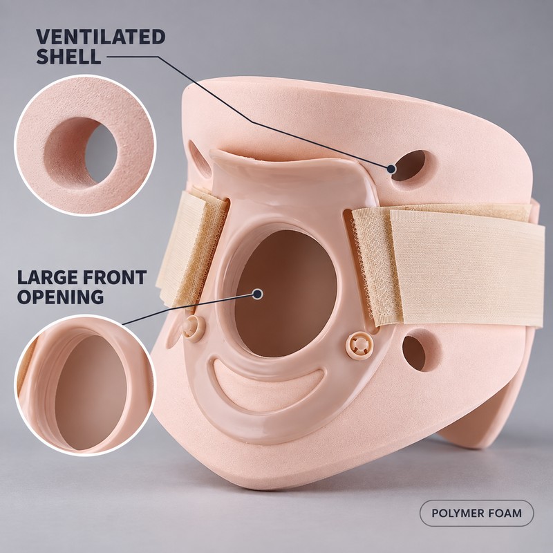 Cervical Collar Neck Brace with Large Throat Opening, Breathable Polymer
