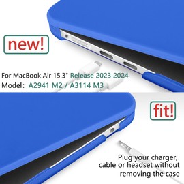 DONGKE Compatible with M4 MacBook Air 15 Inch Case 2025 2024 2023 A3241 A3114 A2941 M3 M2 with Liquid Retina Display & Touch ID, Protective Plastic Hard Shell Cover 15" - Matte Deep Blue
