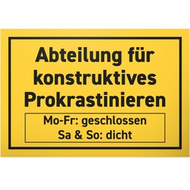 DankeDir! Abteilung für Prokrastinieren - Sign 30 x 20 cm - Door Sign with Saying Wall Decoration Funny Saying Birthday Gift Idea Party Gift Colleagues Friends Party Decoration
