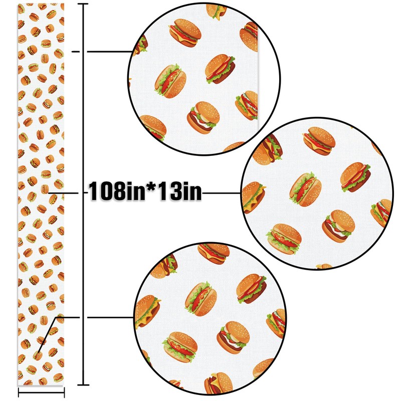 Hamburger Table Runner Burgers Themed Birthday Party Decoration Fast Food