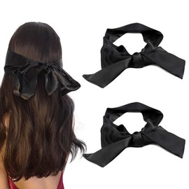 Satin Eye Mask Sexy Blindfold for Sleeping, Eye Tied Mask for Sleeping in Satin Mask Satin Blindfold for Eyes, Eyes, Lovers (2 Pack) Black