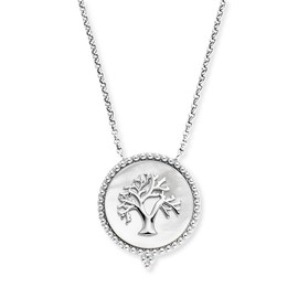 Engelsrufer ERN-LILTREE-PE Women's Necklace in Sterling Silver with Tree of Life Medallion on White Mother of Pearl, Lobster Clasp, Nickel-Free, Size: 42 + 4 + 4 cm, Sterling Silver, No Gemstone