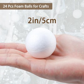 24 Pcs Foam Balls for Crafts, 2 Inch Styrofoam Balls DIY Christmas Ornaments Small Round White Polystyrene Spheres for Kids Arts Drawing, Model Making, Wedding Party Decoration