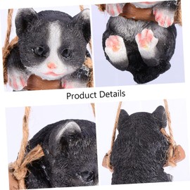 Abaodam Hanging Cat Figurine Garden Swing Statue Black Cat Swing Ornament Yard Art Decoration Home Patio