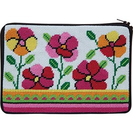 Alice Peterson Stitch & Zip Needlepoint Purse Kit - Pink & Orange Poppies