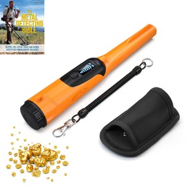 Metal Detector Pinpointer,Handheld fully Waterproof Pin Pointer Wand small Probe Treasure Detectors with LCD screen for Locating Gold, Coin,Silver,Jewelry,copper (Orange)