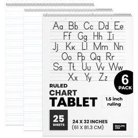 Chart Paper, Anchor Chart Paper, Chart Paper For Teachers, Lined Chart Paper For Teachers, Large Chart Paper, 24x32, 1 ½” Ruled, 25 sheets Per Pad, (6 Pack)
