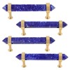 mookaitedecor Brushed Brass with Blue Smelting Quartz Double Crystal Points