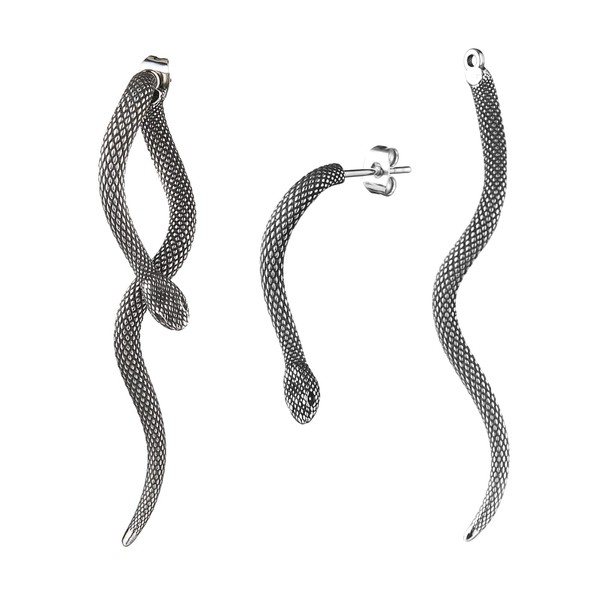 HZMAN Retro Snake Earrings for Men Women Stainless Steel Gothic