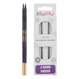 KnitPro J'Adore Cubics Interchangeable Circular Knitting Needles - Wooden Needles for Socks, Blankets, Sleeves, Short Circular Knitting - 4mm