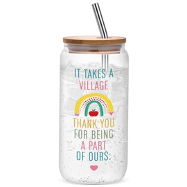 Thank You Teacher Gift - It Takes a Village Appreciation Cup Gifts for Daycare, Preschool Staff, Therapist, End of Year, Christmas, Graduation