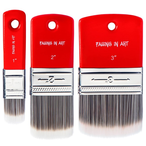Falling in Art 3PCS Filbert Paddle Paint Brush Set, Scale Brush for Oil and Acrylic Paints(1 Inch,2 Inch,3Inch)