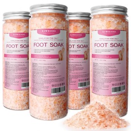 XIWEIOO Epsom Salt for Soaking Kit 56 OZ Pack of 4 Natural Epsom Salt Essential Oils Himalayan Pink Salt Itching,Foot Bath Salt Tea Tree Oil for Women Foot Care Pedicure Feet spa Message