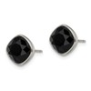 Titanium Polished Faceted Black Crystal Post Earrings 10x10mm Wide Stud