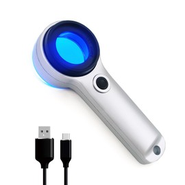 Handheld 60X Magnifier Loupe with UV & LED Lights 30mm Optical Coating Lens USB Rechargeable Jewelry Loupe Magnifying Glass for Jewellery, Rocks, Coins, Stamps, Antique, Watch Repairs
