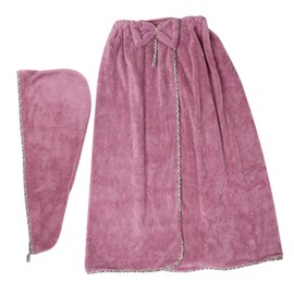 Ciieeo 2pcs Coral Fleece Bath Towel Fast Drying Bath Skirt Hair Cap for Women for Travel Spa Gym and Home Use Moisture Absorbent Comfortable Design