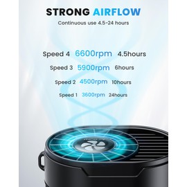 TEJINO Portable Fan, Personal Rechargeable Mini Waist Fan, 3000 mAh Battery Operated, Max 24H Working Time, 4 Speeds Clip Belt fan for Outdoor, Indoor, Jobsite, Traveling, Gifts for Men - Black