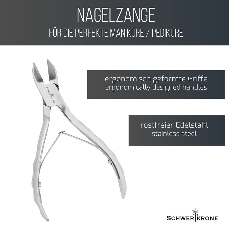 Schwertkrone Nail Clippers Stainless Steel 14 cm with Sharp and