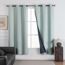 NANPIPER 100% Blackout Curtains for Bedroom 54 Inch Length 2 Panels Set, Solid Thermal Insulated Energy Saving Window Treatment Curtains Grommet Top Drapes, W38 x L54 Inches, Sprout Green