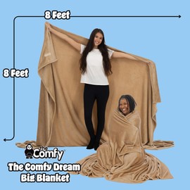 THE COMFY Dream Big Blanket | Microfiber Fleece Giant Throw Blanket from Shark Tank, Oversized Blanket 8' by 8' Extra Large Family Fleece Blanket Throw