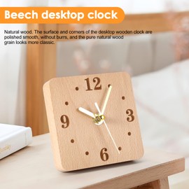ZONJIE Wood Desk Clock - Silent Non Ticking Silent Clock, 11cm Diameter Analog Clock for Shelf, Table, Mantel or Bedside, Home Decorative Small Table Clock, Modern Desk Clock, Made of Beech Wood