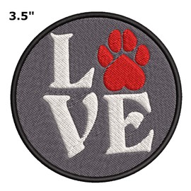 Love Red Paw Print Dog Breeds Canine 3.5" Embroidered Patch DIY Iron-on or Sew-on Decorative Applique Pug Labrador Lab Retriever German Shepherd Bulldog Beagle Poodles Dachshunds Cat Tiger Lion