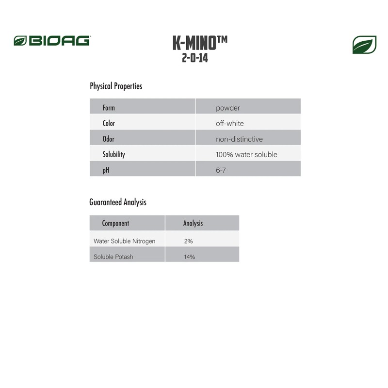 BioAg K-Mino Water Soluble Fertilizer 300g Pouch by BioAg